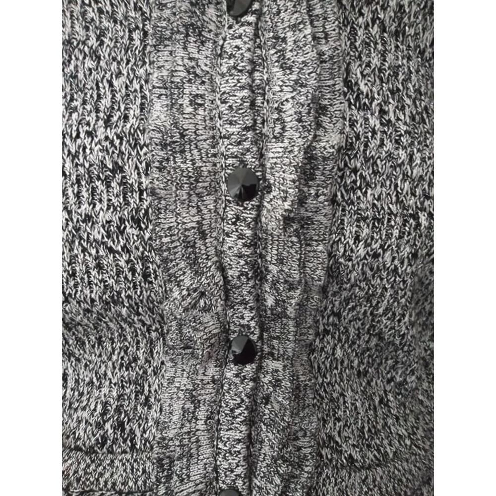 Ruby Rd Metallic Gray Ruffle Front Cardigan Sz Large - Picture 4 of 6